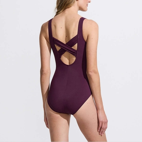 Lands' End Women's Slender Suit Carmela One Piece Swimsuit Purple 18L - Picture 8 of 8